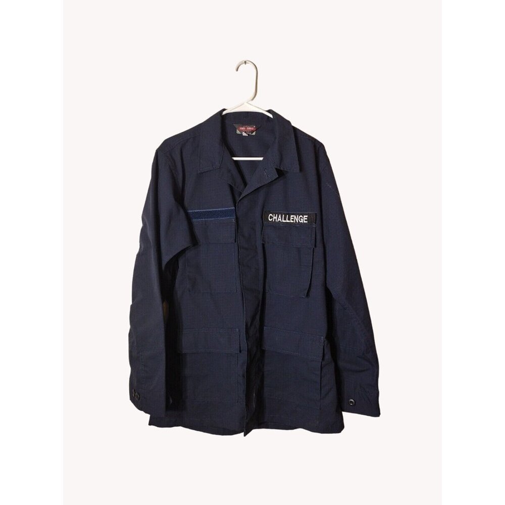 Tru Spec Combat Shirt Medium Long Navy Blue Pockets Hunting Survivalist